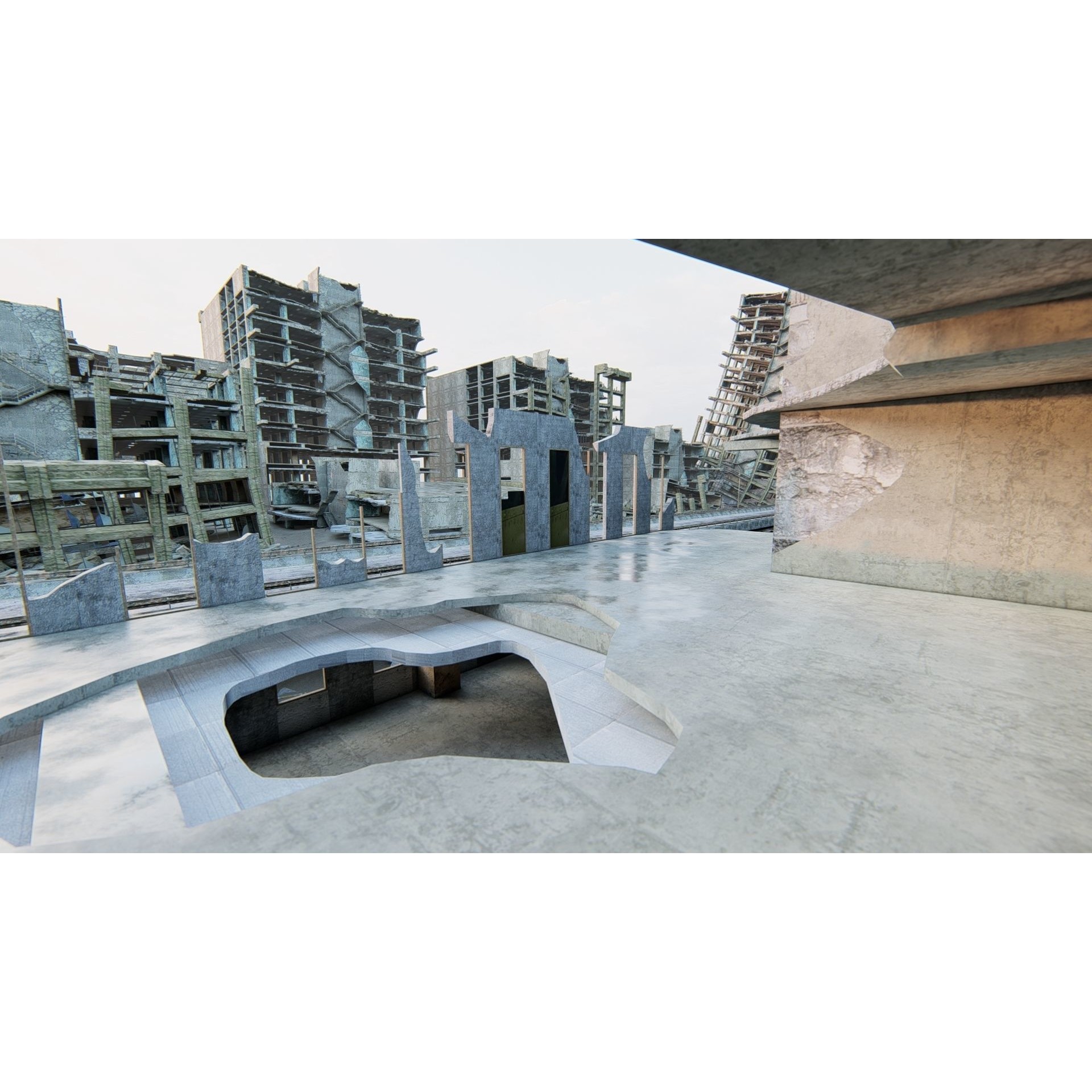 Ruined Cityscape - Game-Ready 3D Model - View 13