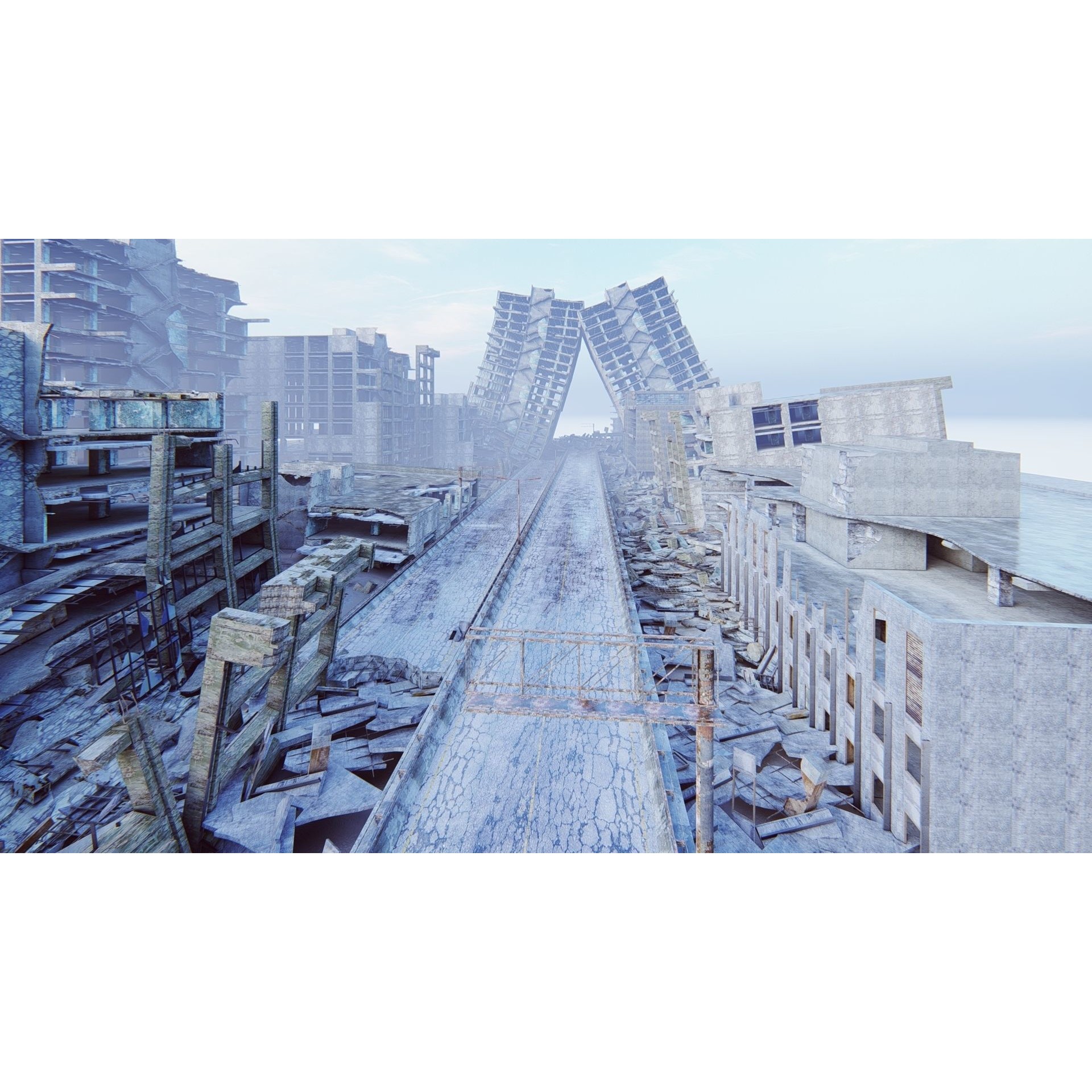 Ruined Cityscape - Game-Ready 3D Model - View 15