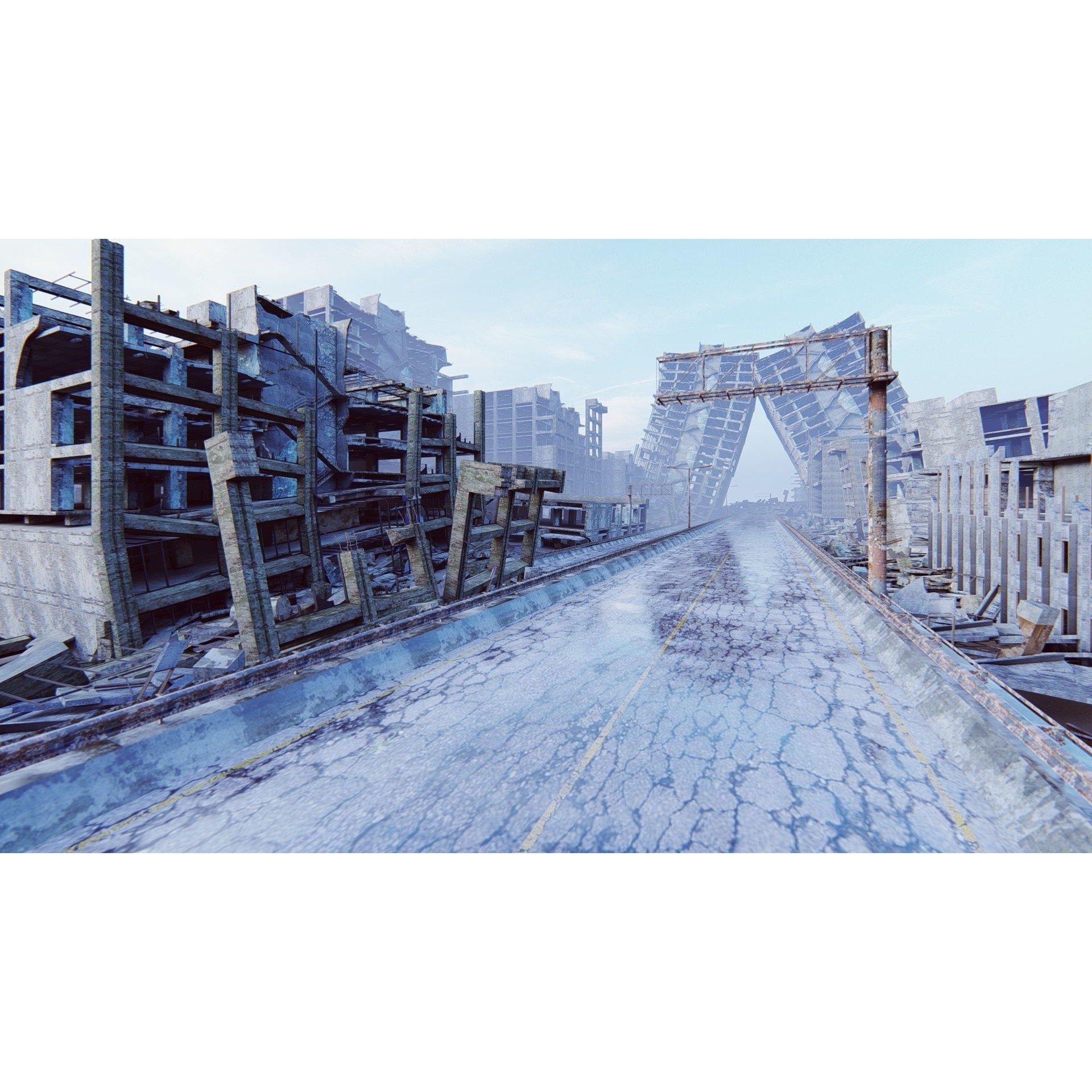 Ruined Cityscape - Game-Ready 3D Model - View 25