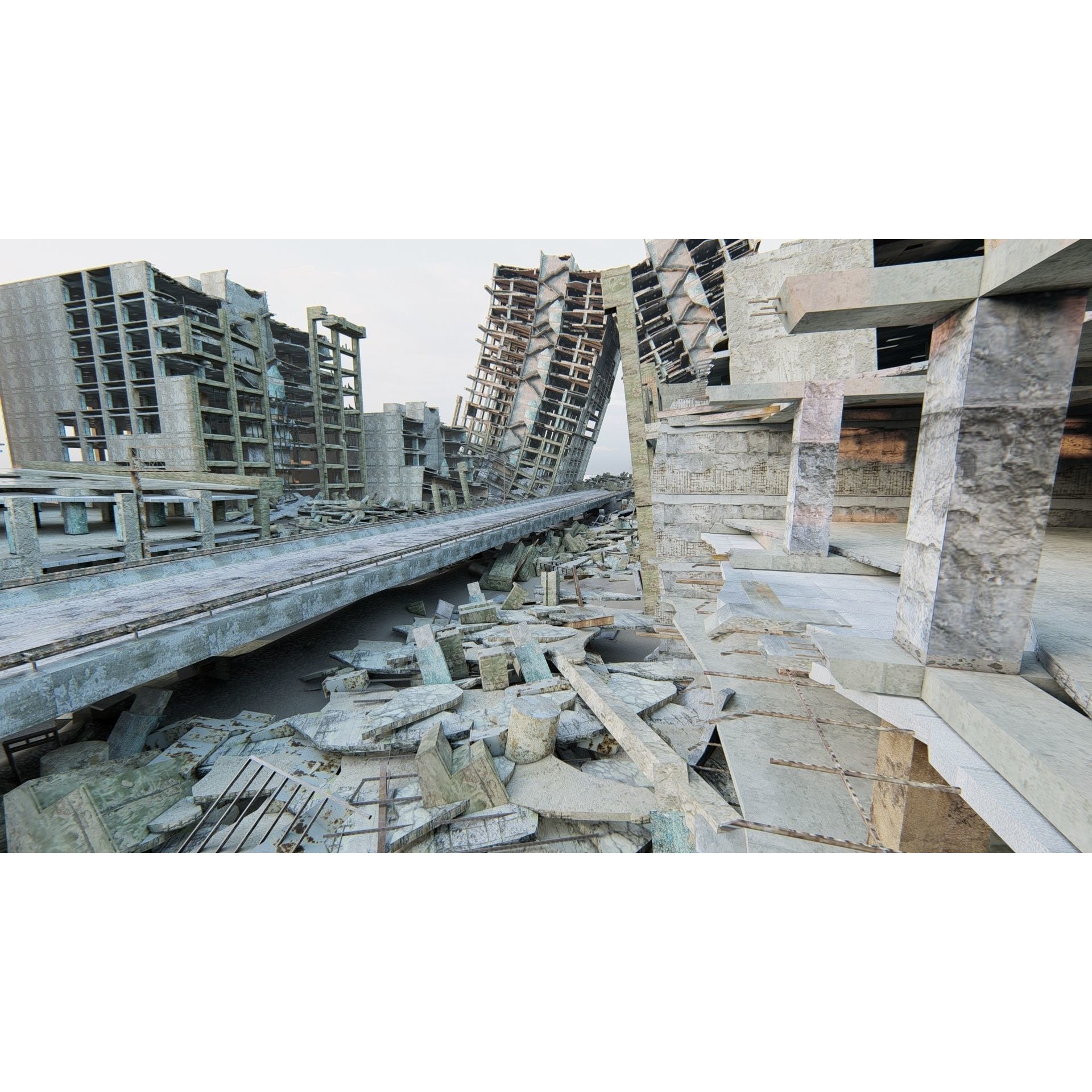 Ruined Cityscape - Game-Ready 3D Model - View 3