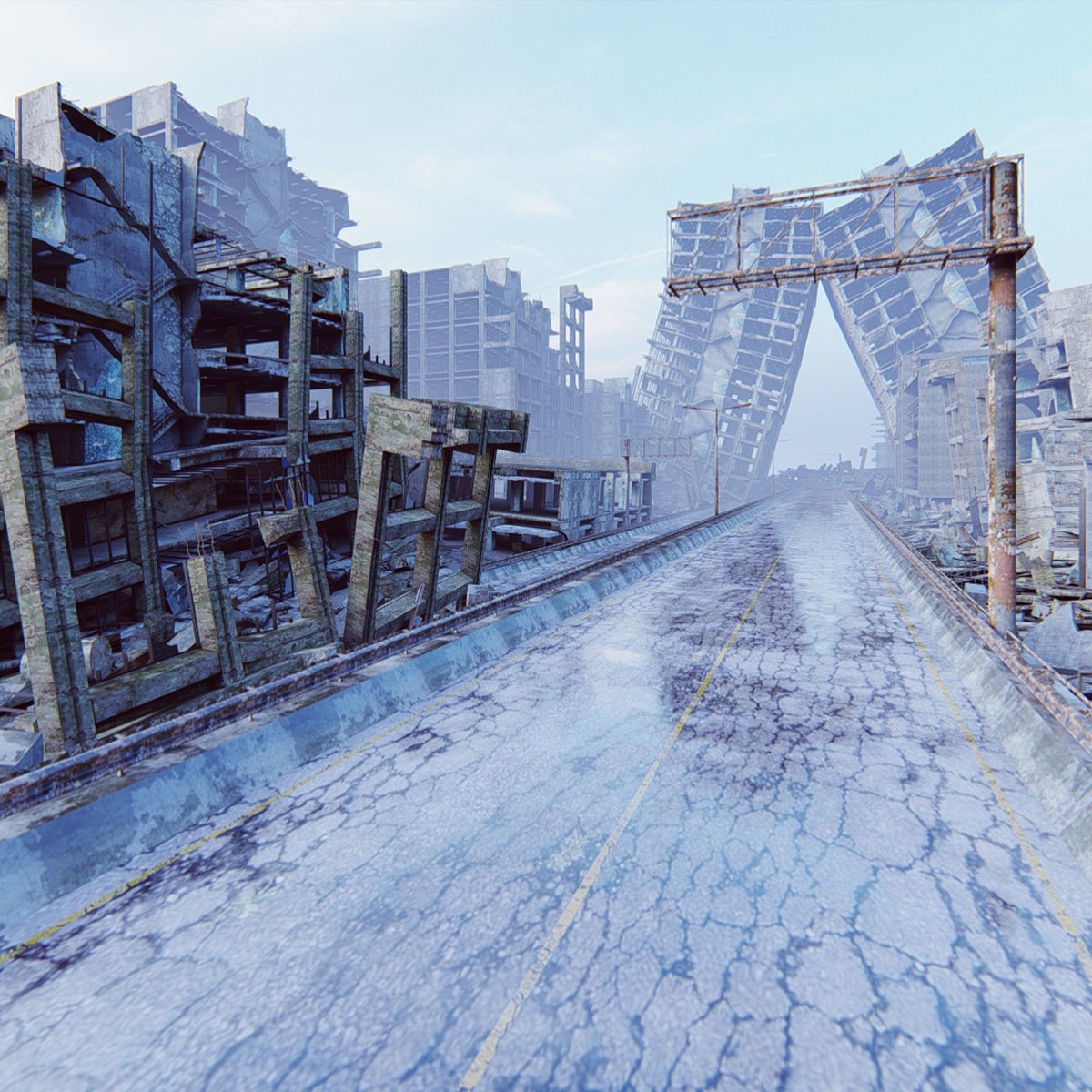 Ruined Cityscape - Game-Ready 3D Model - View 30