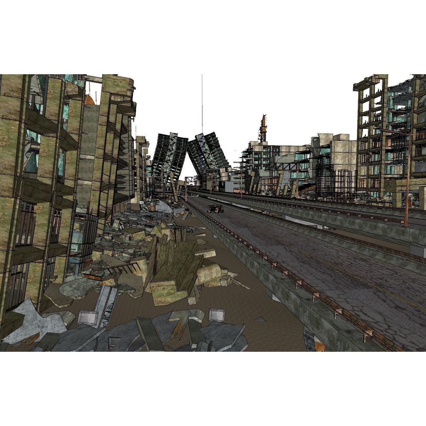 Ruined Cityscape - Game-Ready 3D Model - View 31