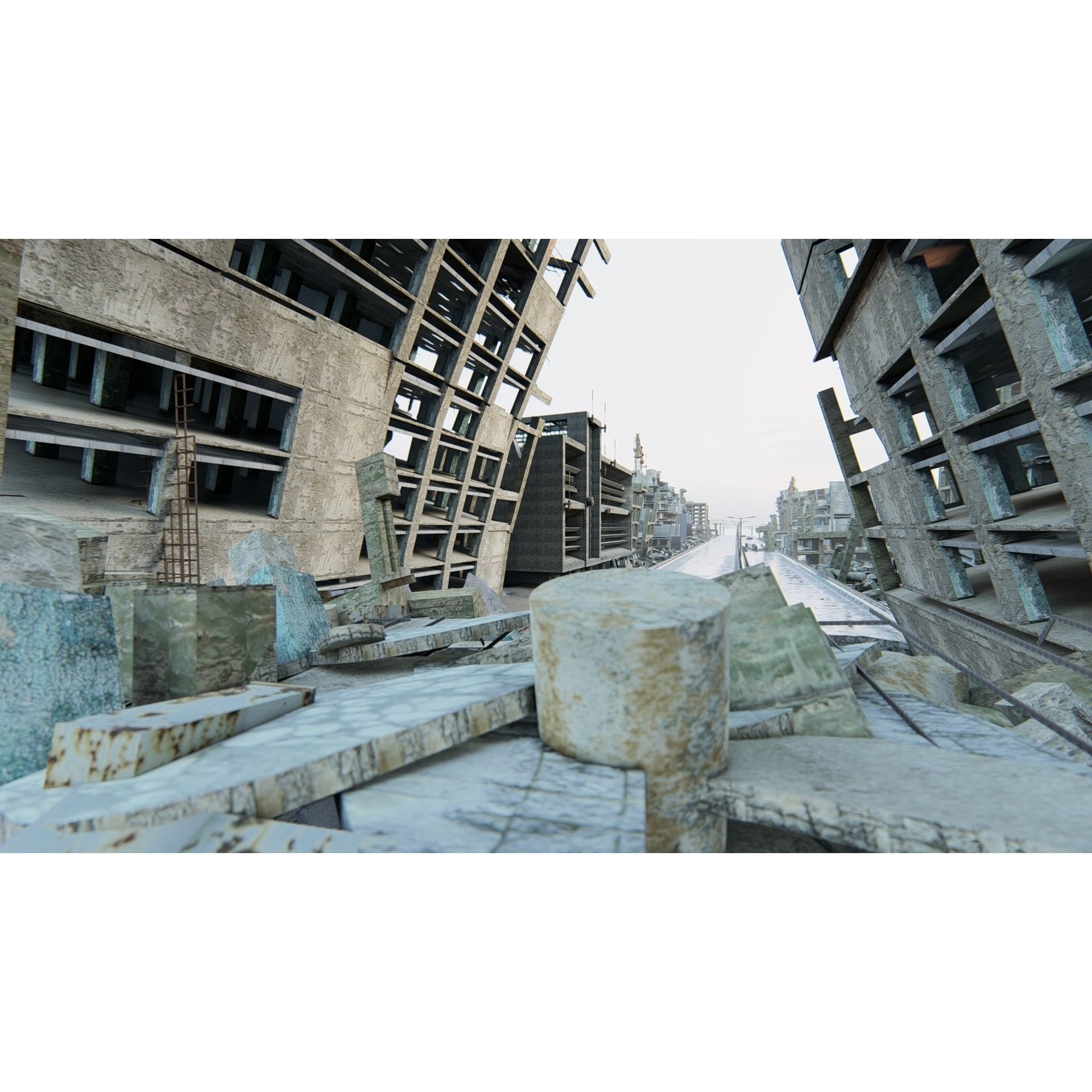 Ruined Cityscape - Game-Ready 3D Model - View 6