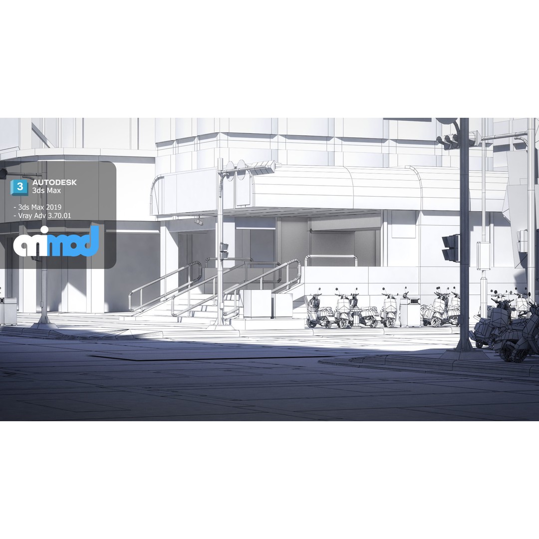 Street MRT 3D Model – Realistic Cityscape Asset, FBX & Max