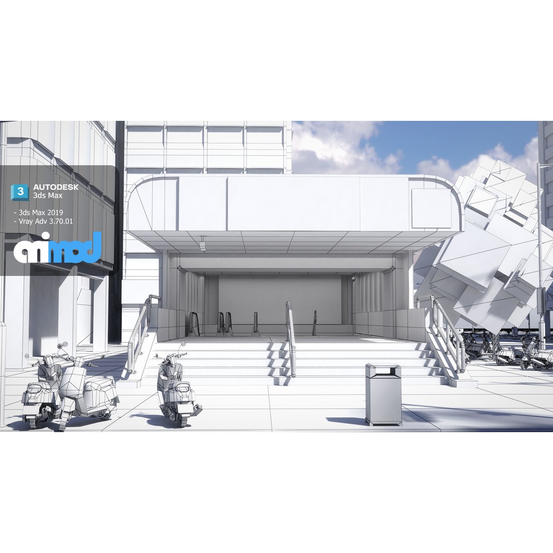 Street MRT 3D Model – Realistic Cityscape Asset, FBX & Max - View 10