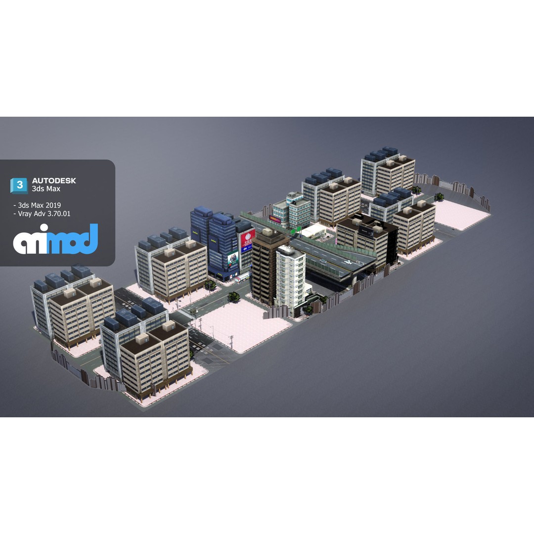 Street MRT 3D Model – Realistic Cityscape Asset, FBX & Max - View 4