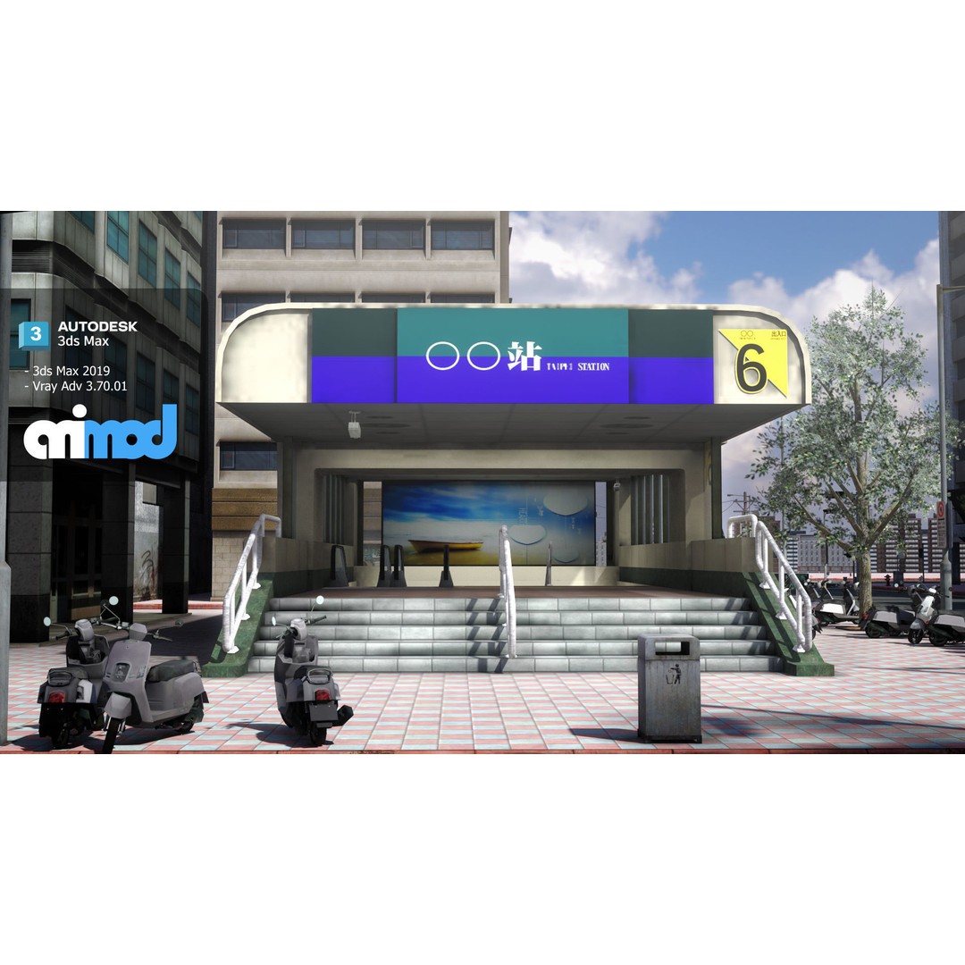 Street MRT 3D Model – Realistic Cityscape Asset, FBX & Max - View 5