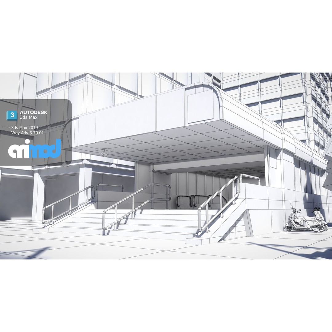 Street MRT 3D Model – Realistic Cityscape Asset, FBX & Max - View 7