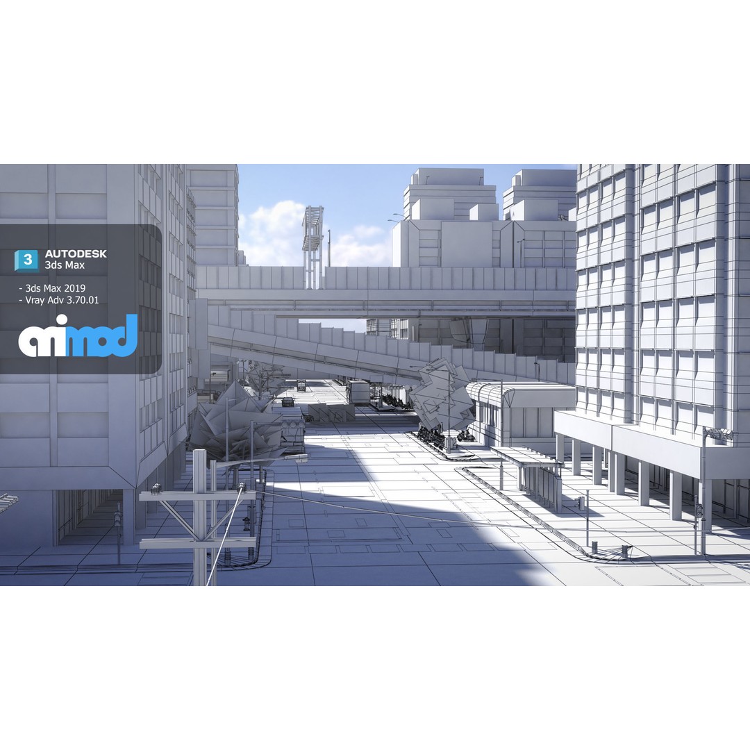 Street MRT 3D Model – Realistic Cityscape Asset, FBX & Max - View 8