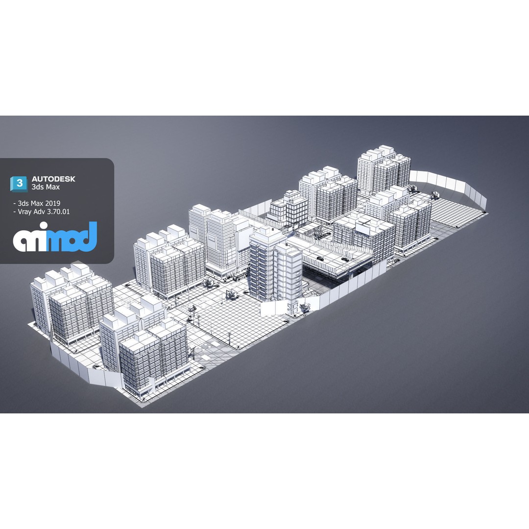 Street MRT 3D Model – Realistic Cityscape Asset, FBX & Max - View 9