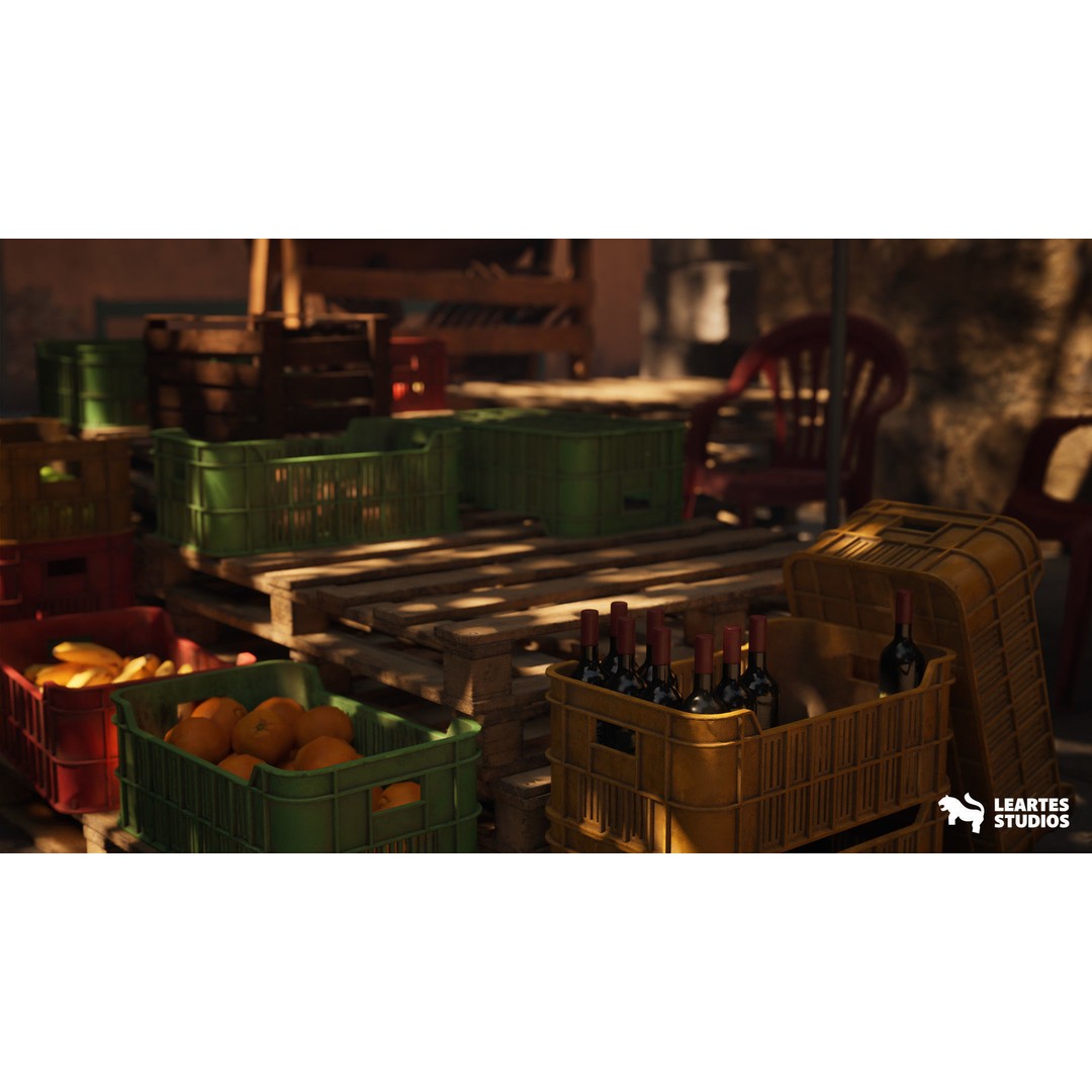 Italian Alley Environment 3D Model – Low Poly Game Ready Asset, FBX - View 15
