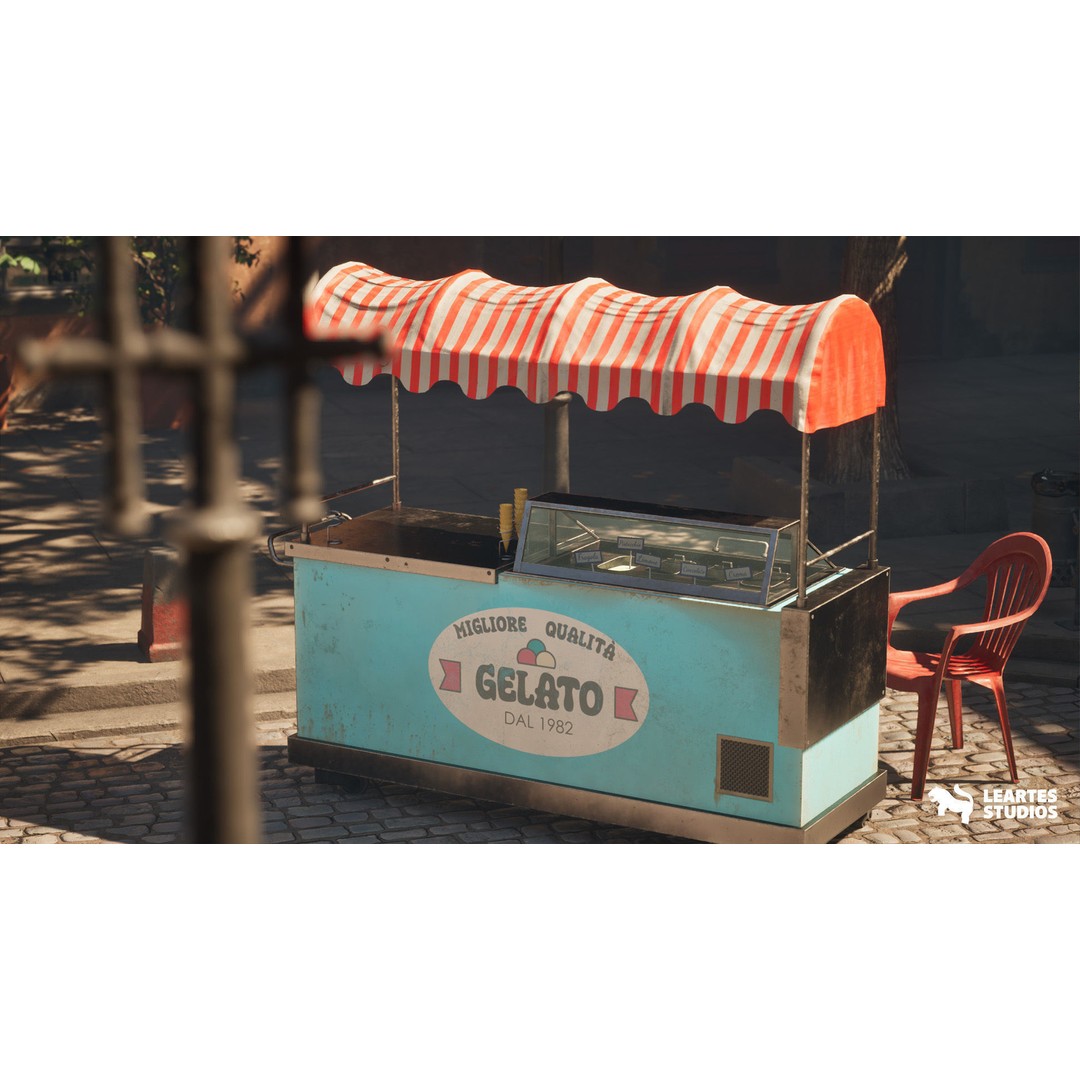 Italian Alley Environment 3D Model – Low Poly Game Ready Asset, FBX - View 16
