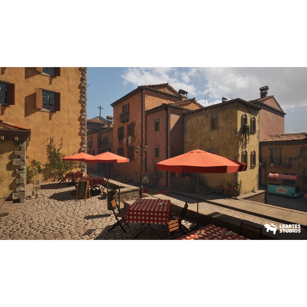 Italian Alley Environment 3D Model – Low Poly Game Ready Asset, FBX - View 17