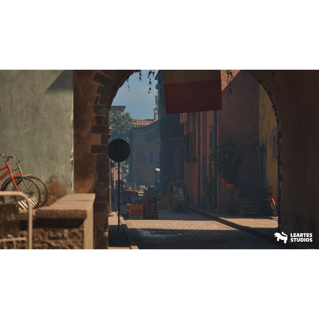 Italian Alley Environment 3D Model – Low Poly Game Ready Asset, FBX - View 3
