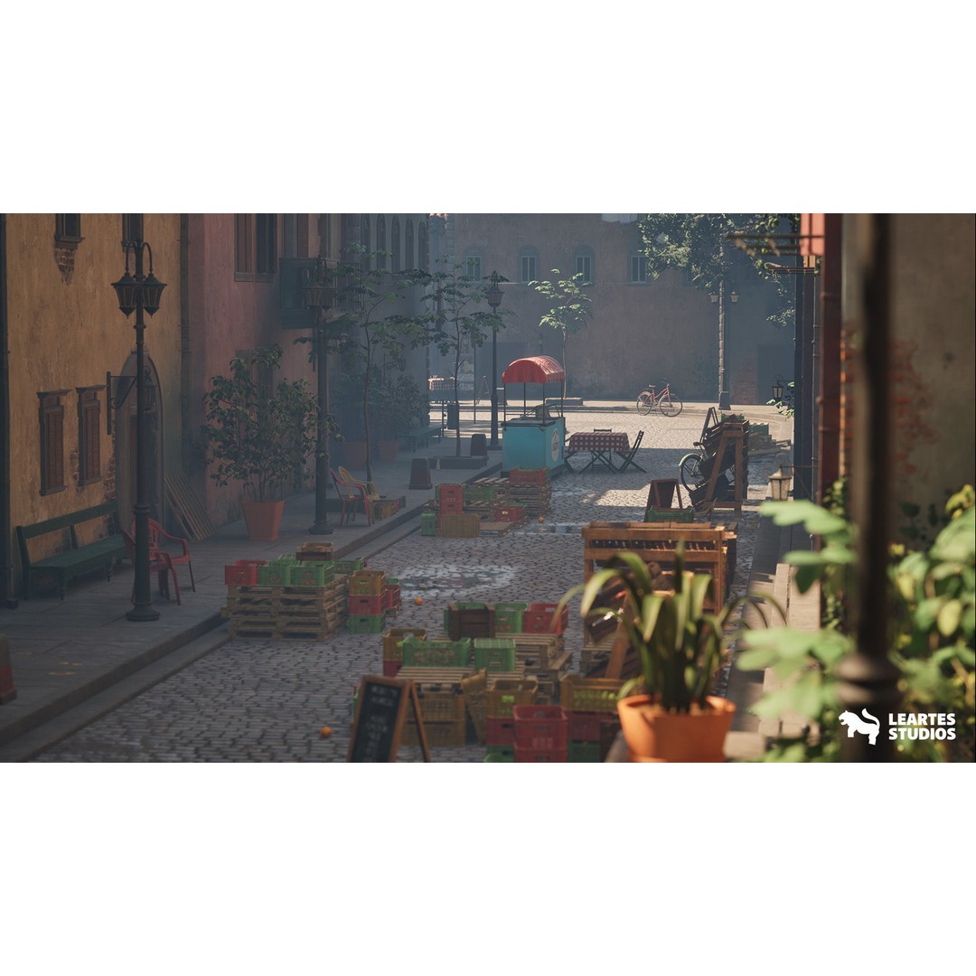 Italian Alley Environment 3D Model – Low Poly Game Ready Asset, FBX - View 4