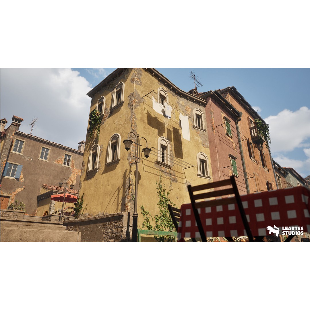 Italian Alley Environment 3D Model – Low Poly Game Ready Asset, FBX - View 5