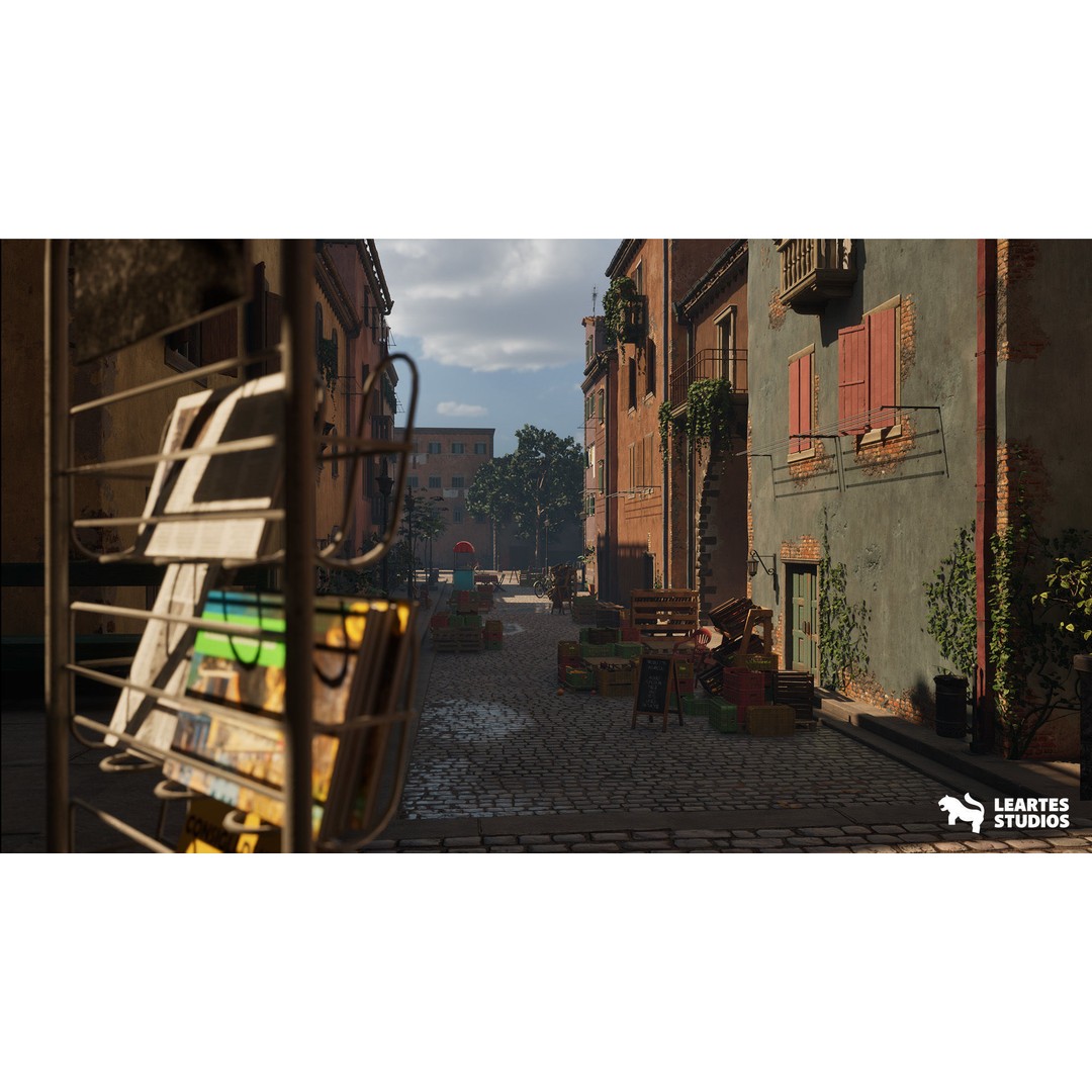 Italian Alley Environment 3D Model – Low Poly Game Ready Asset, FBX - View 7