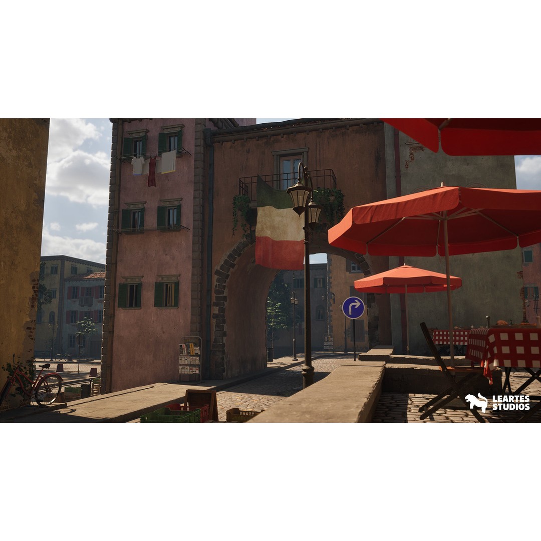 Italian Alley Environment 3D Model – Low Poly Game Ready Asset, FBX - View 8