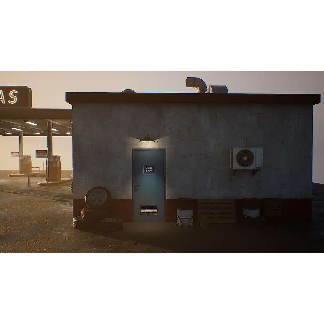 Gas Station 3D Model – Low Poly Game Asset, PBR, Unreal Engine - View 11