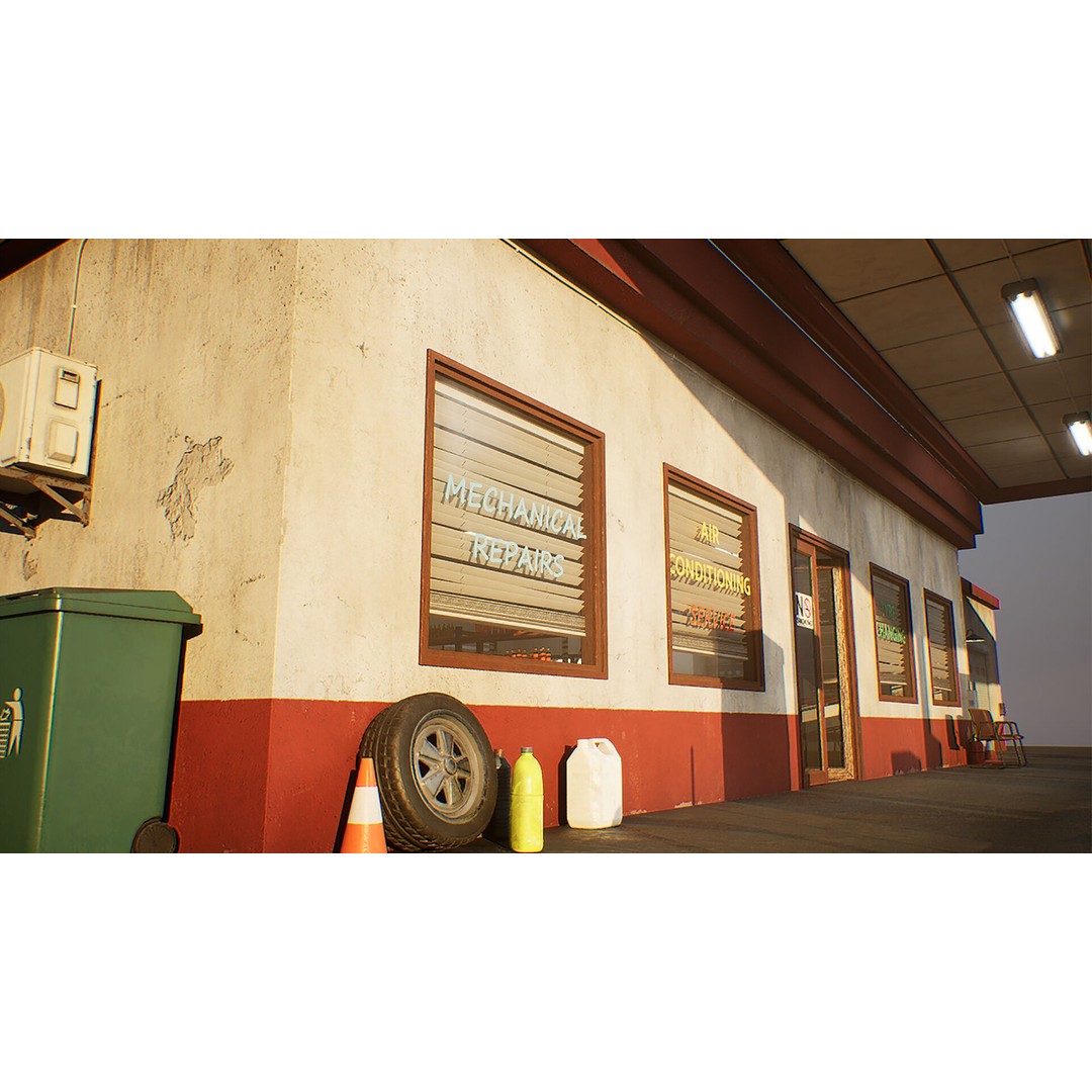 Gas Station 3D Model – Low Poly Game Asset, PBR, Unreal Engine - View 15