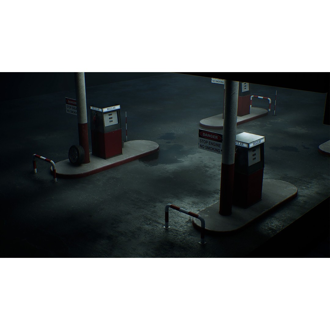 Gas Station 3D Model – Low Poly Game Asset, PBR, Unreal Engine - View 19