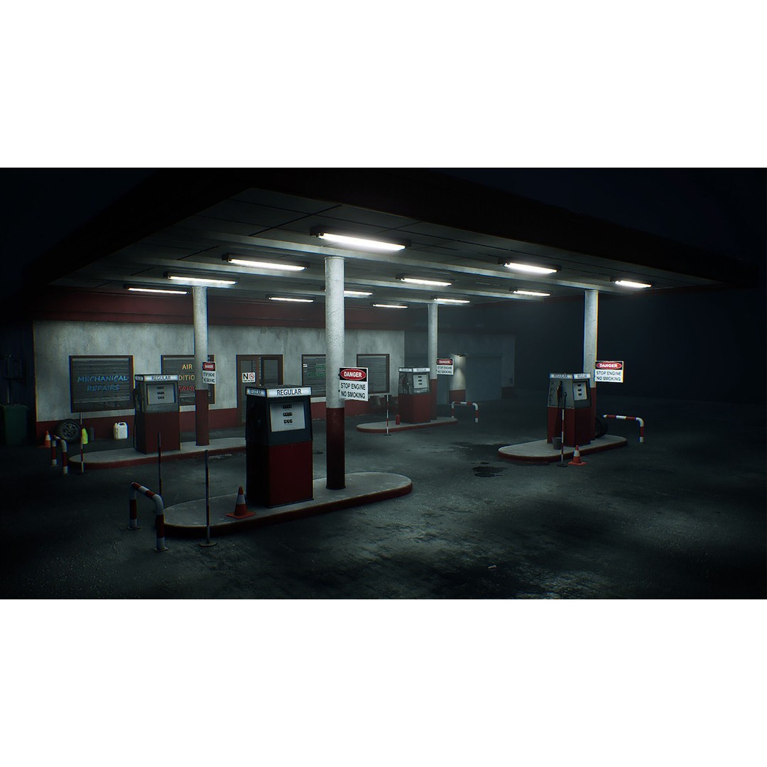Gas Station 3D Model – Low Poly Game Asset, PBR, Unreal Engine - View 20