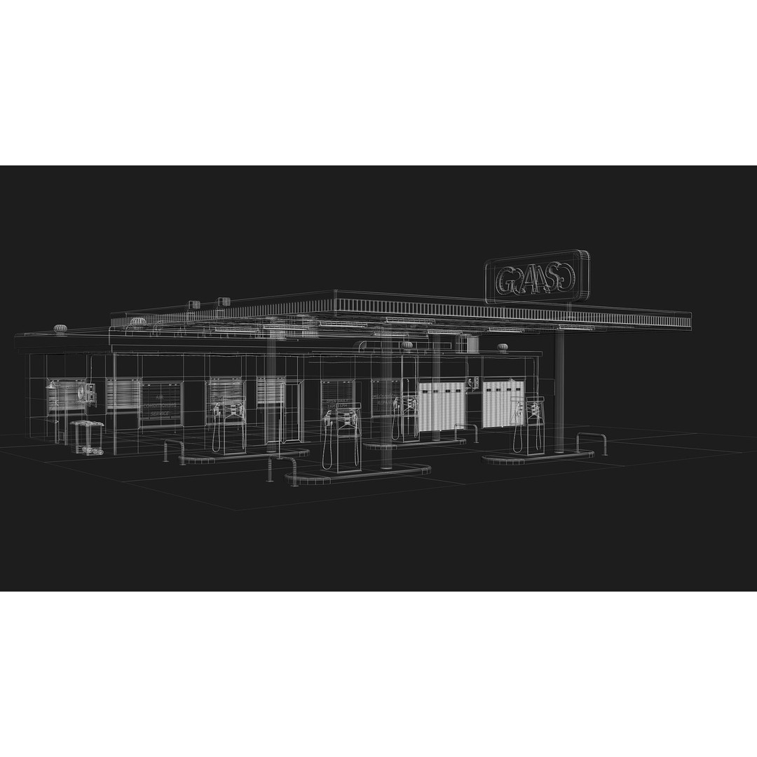 Gas Station 3D Model – Low Poly Game Asset, PBR, Unreal Engine - View 23