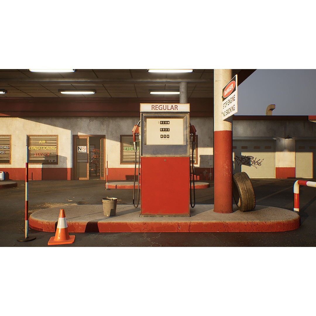 Gas Station 3D Model – Low Poly Game Asset, PBR, Unreal Engine - View 3