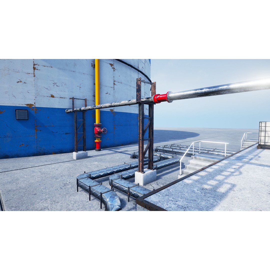 Modular Oil Refinery 3D Model – Low Poly Industrial Asset, FBX