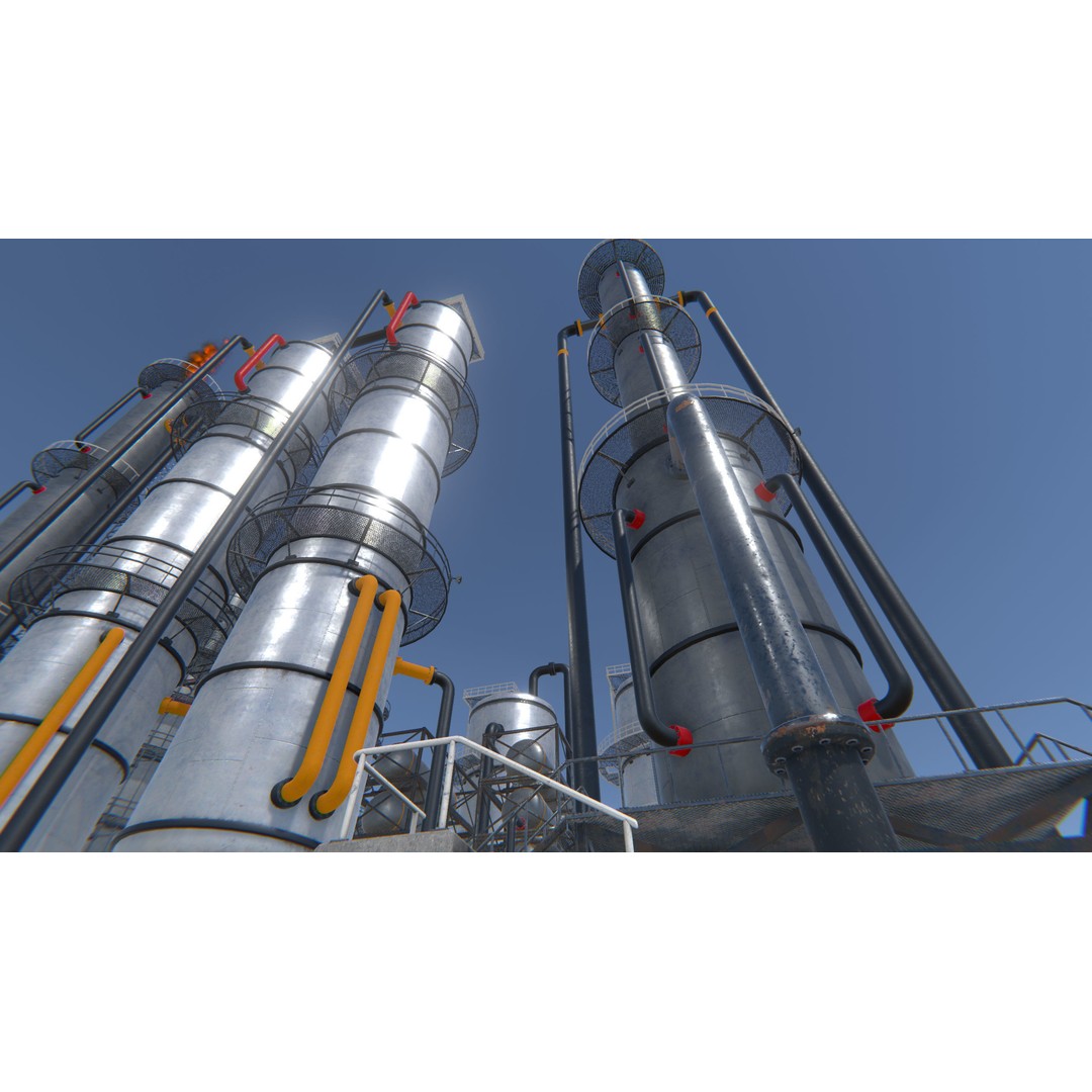 Modular Oil Refinery 3D Model – Low Poly Industrial Asset, FBX - View 11