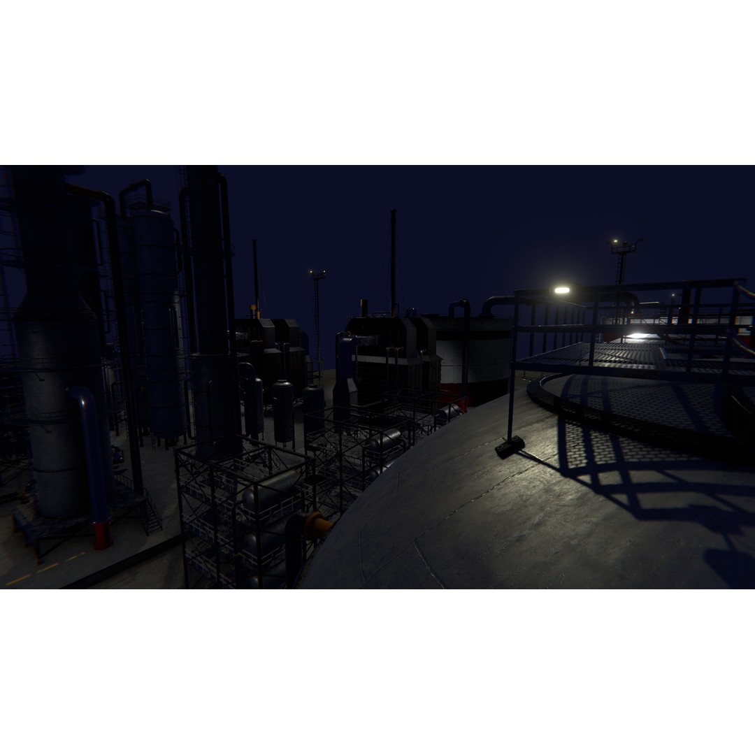Modular Oil Refinery 3D Model – Low Poly Industrial Asset, FBX - View 15