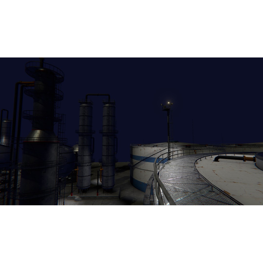 Modular Oil Refinery 3D Model – Low Poly Industrial Asset, FBX - View 16