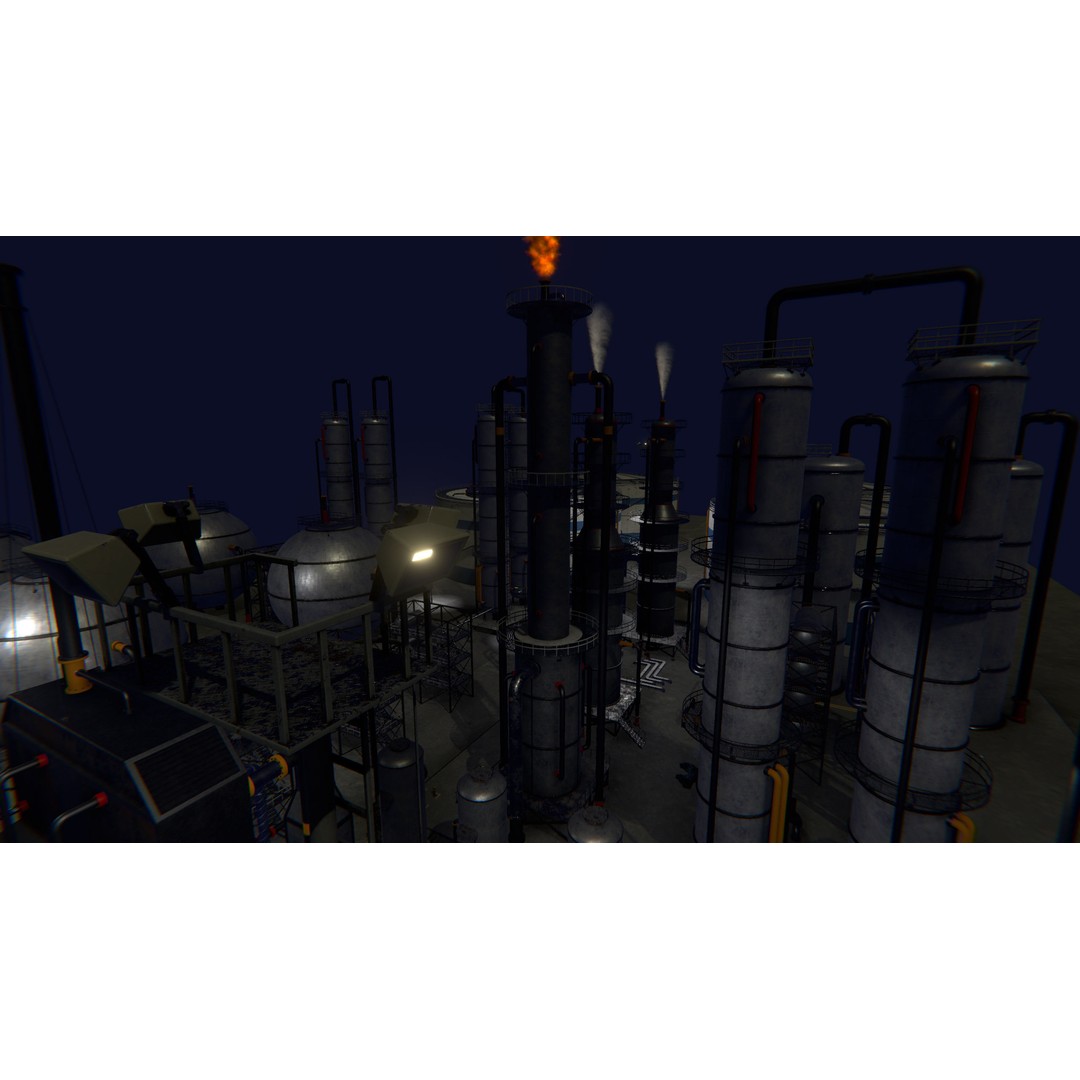 Modular Oil Refinery 3D Model – Low Poly Industrial Asset, FBX - View 17