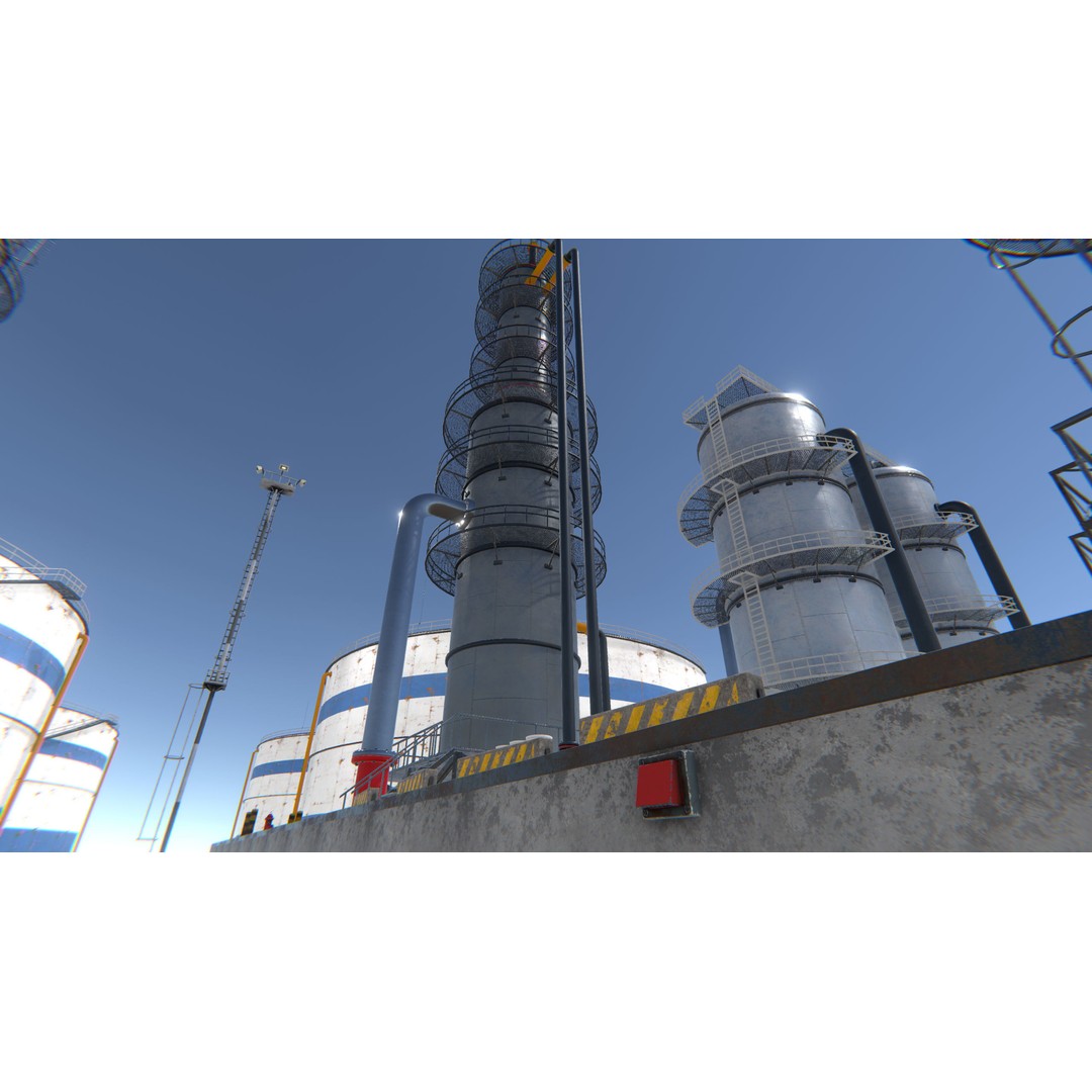 Modular Oil Refinery 3D Model – Low Poly Industrial Asset, FBX - View 18