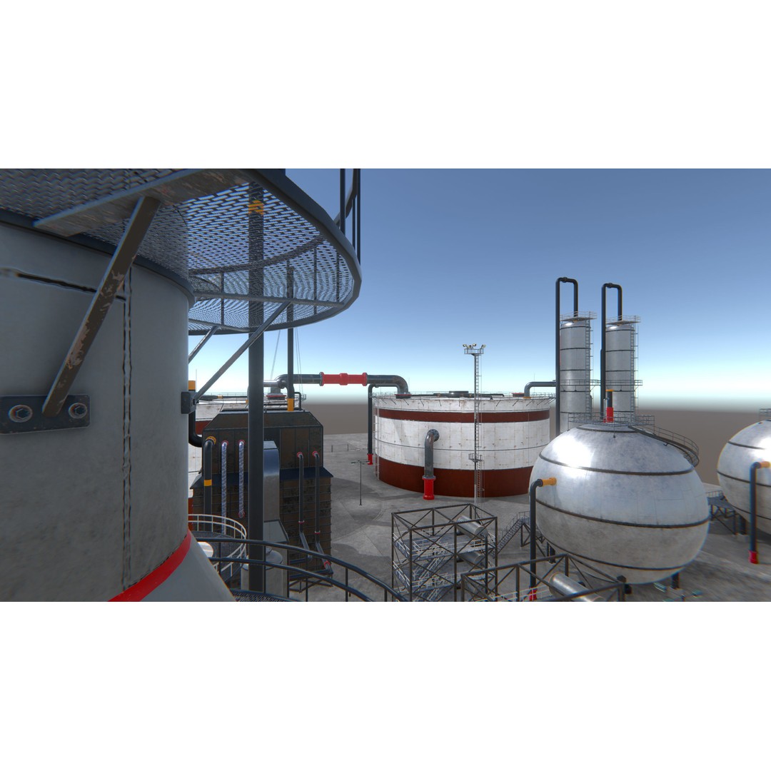 Modular Oil Refinery 3D Model – Low Poly Industrial Asset, FBX - View 19