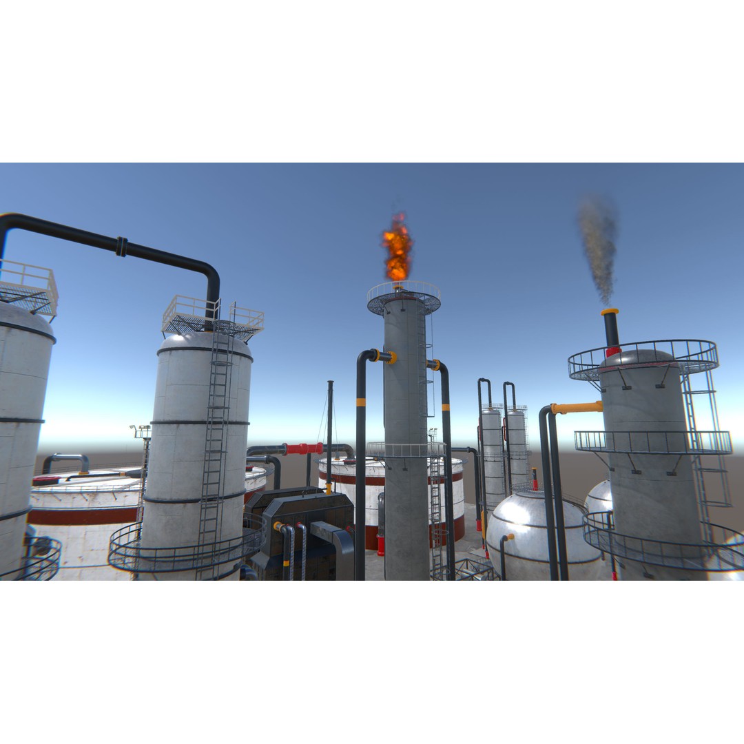 Modular Oil Refinery 3D Model – Low Poly Industrial Asset, FBX - View 20