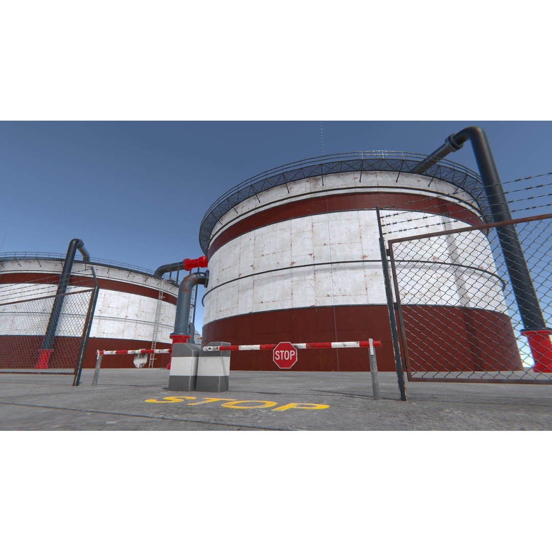 Modular Oil Refinery 3D Model – Low Poly Industrial Asset, FBX - View 21