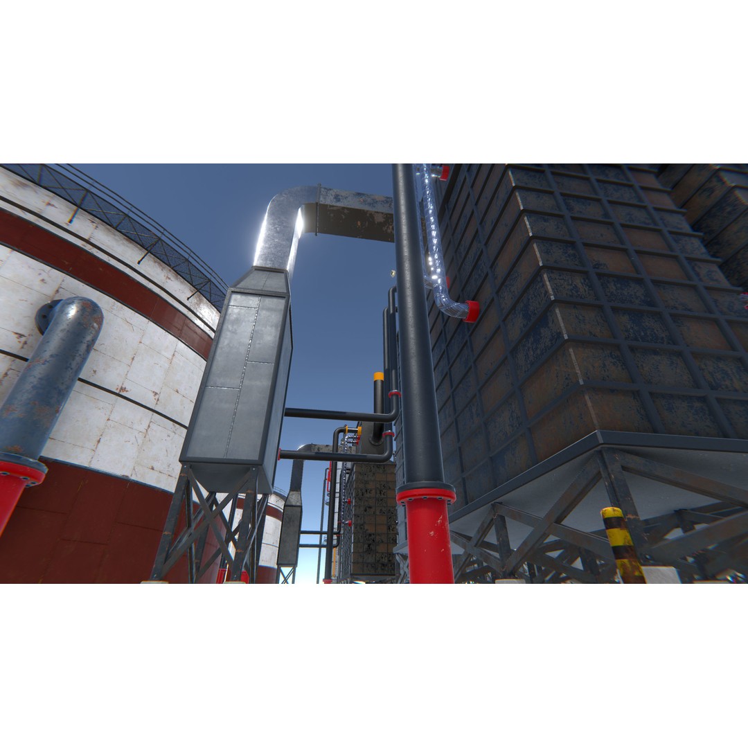Modular Oil Refinery 3D Model – Low Poly Industrial Asset, FBX - View 22