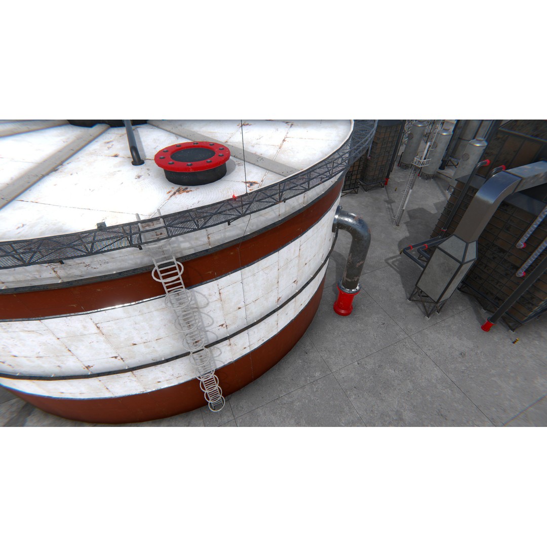 Modular Oil Refinery 3D Model – Low Poly Industrial Asset, FBX - View 23