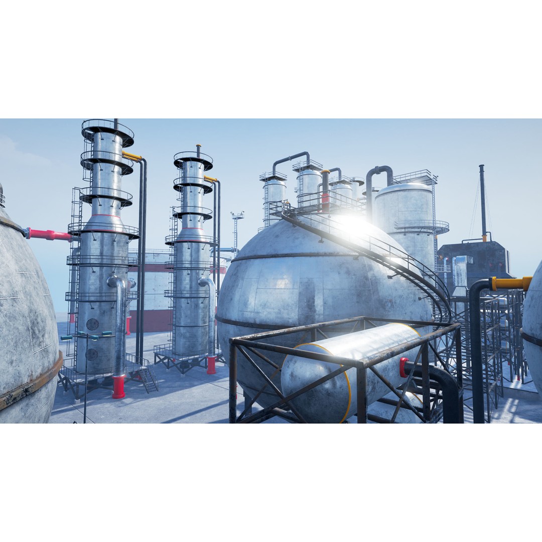 Modular Oil Refinery 3D Model – Low Poly Industrial Asset, FBX - View 24
