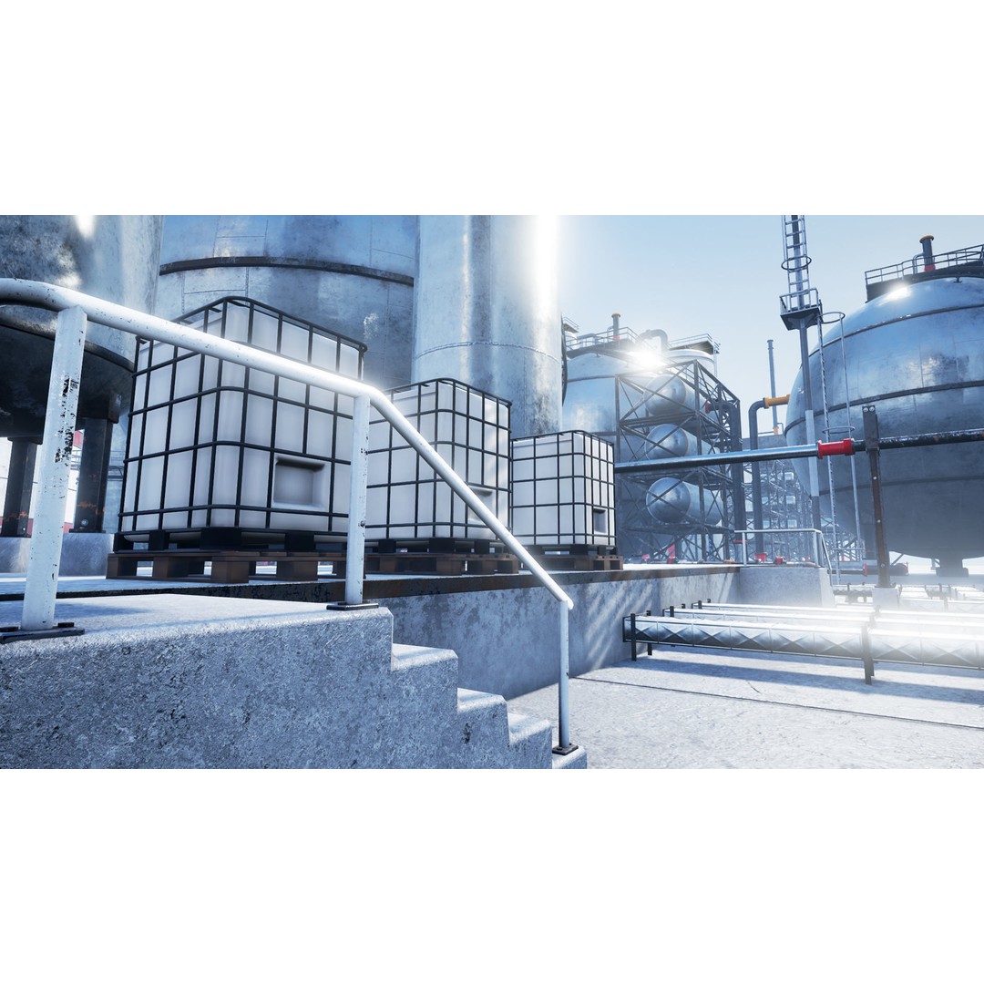 Modular Oil Refinery 3D Model – Low Poly Industrial Asset, FBX - View 26