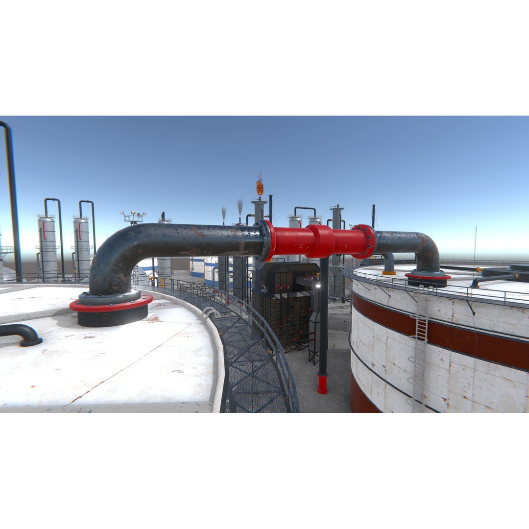 Modular Oil Refinery 3D Model – Low Poly Industrial Asset, FBX - View 28