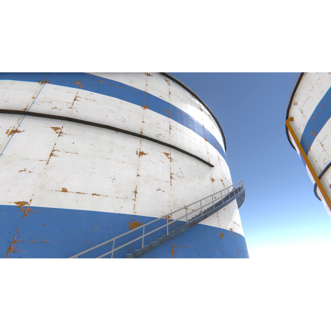 Modular Oil Refinery 3D Model – Low Poly Industrial Asset, FBX - View 29