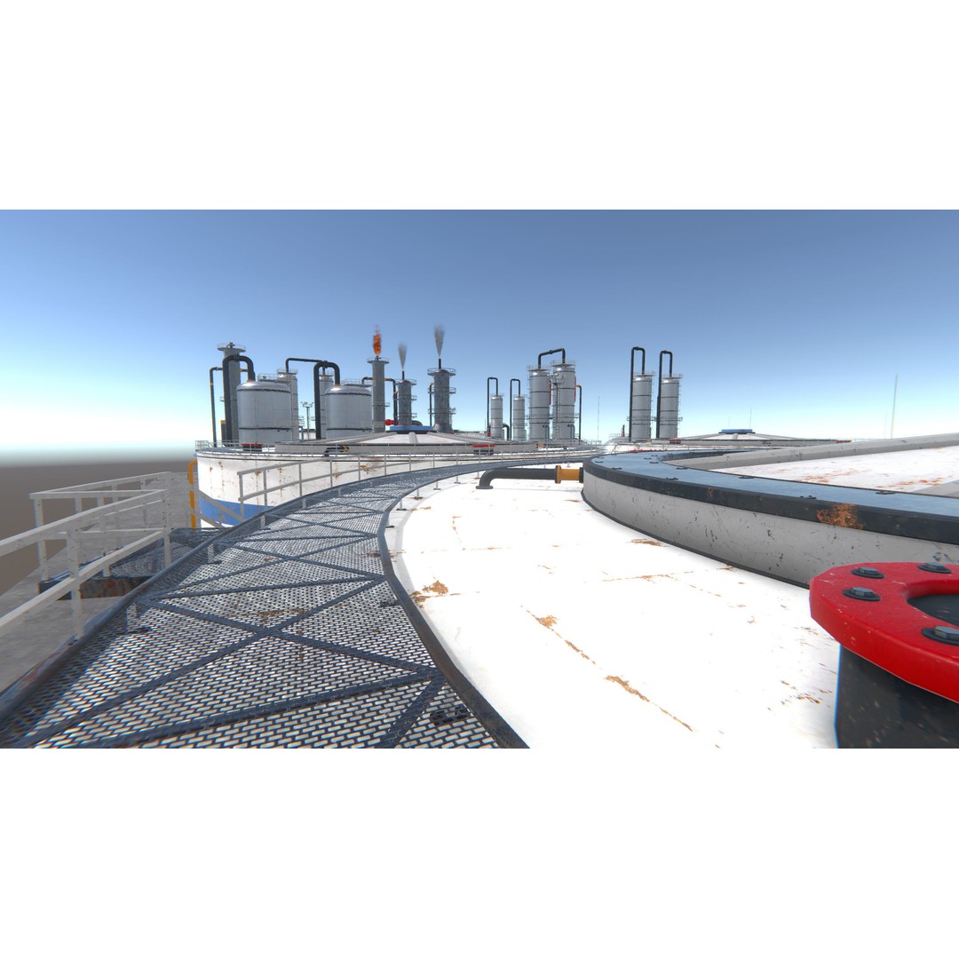 Modular Oil Refinery 3D Model – Low Poly Industrial Asset, FBX - View 30