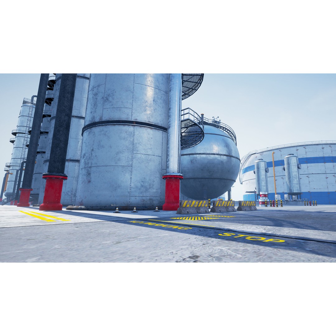 Modular Oil Refinery 3D Model – Low Poly Industrial Asset, FBX - View 33