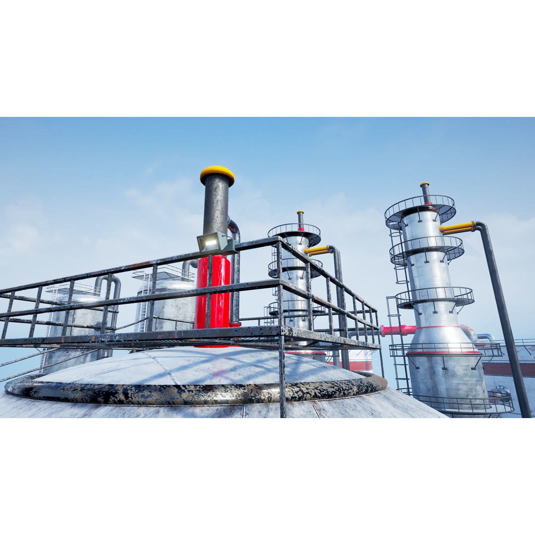 Modular Oil Refinery 3D Model – Low Poly Industrial Asset, FBX - View 35