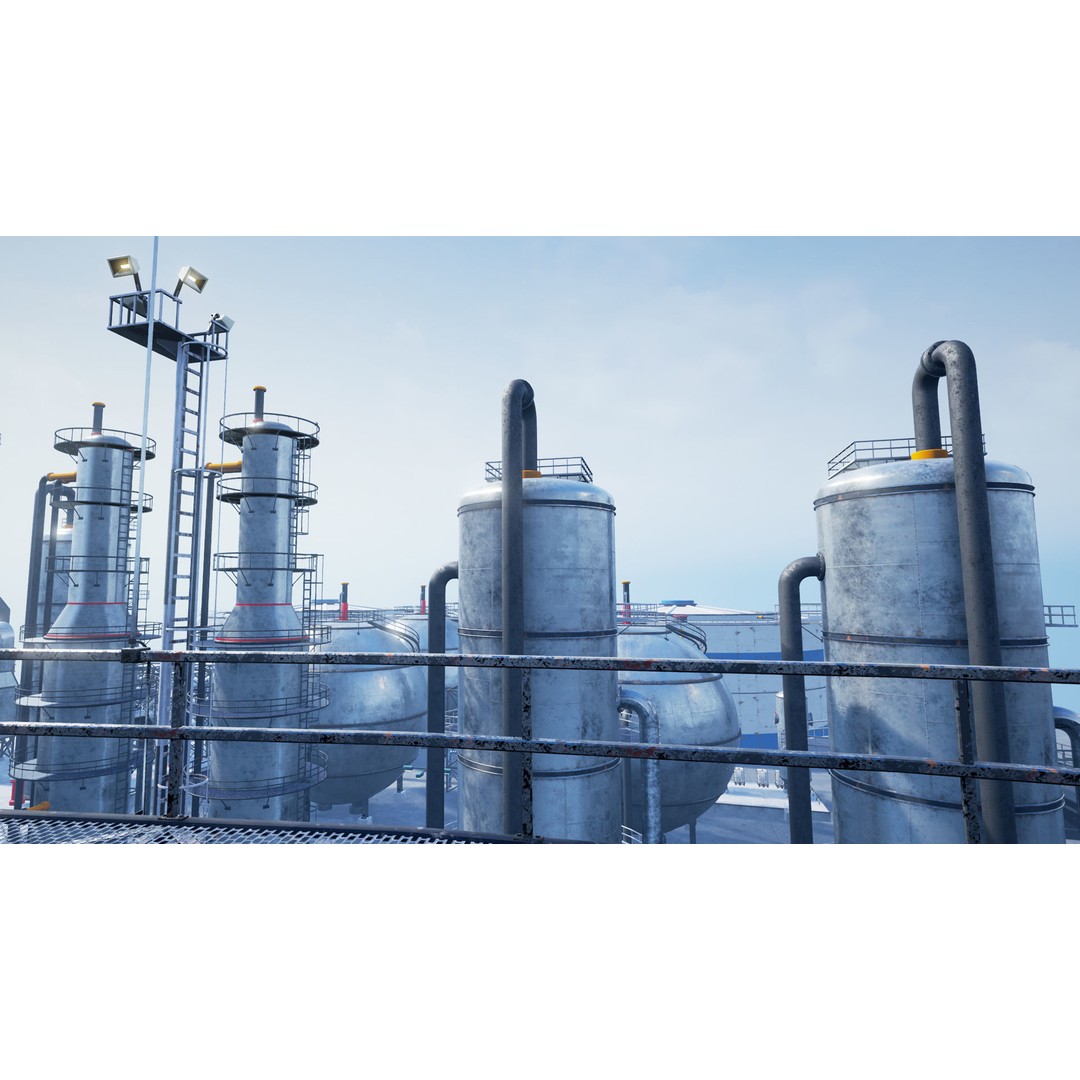 Modular Oil Refinery 3D Model – Low Poly Industrial Asset, FBX - View 36