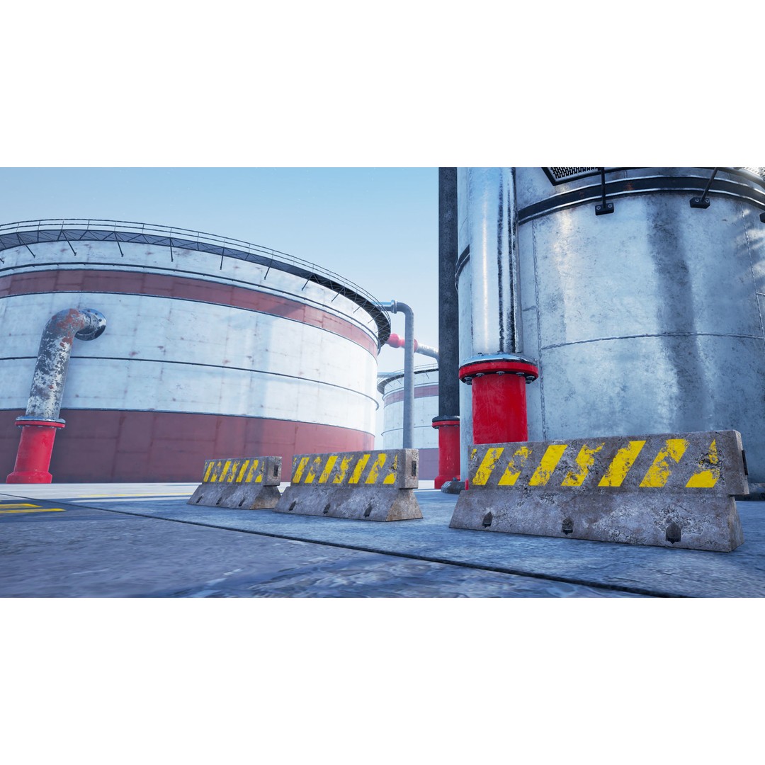 Modular Oil Refinery 3D Model – Low Poly Industrial Asset, FBX - View 37