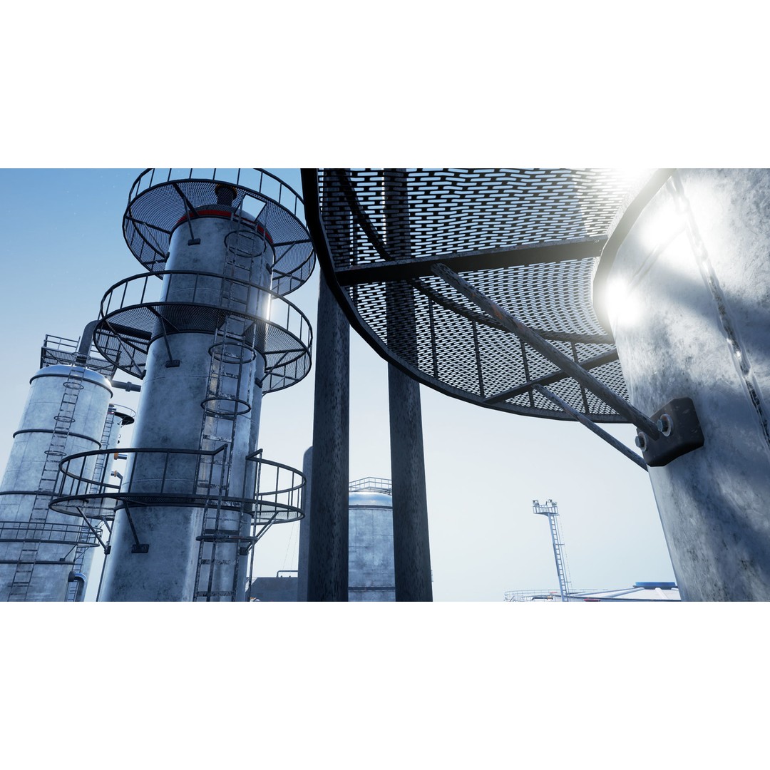 Modular Oil Refinery 3D Model – Low Poly Industrial Asset, FBX - View 39