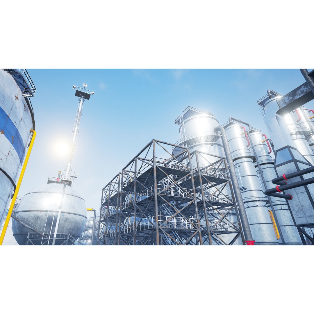Modular Oil Refinery 3D Model – Low Poly Industrial Asset, FBX - View 40